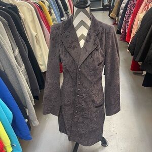 Elegant Floral Trench Coat - Black